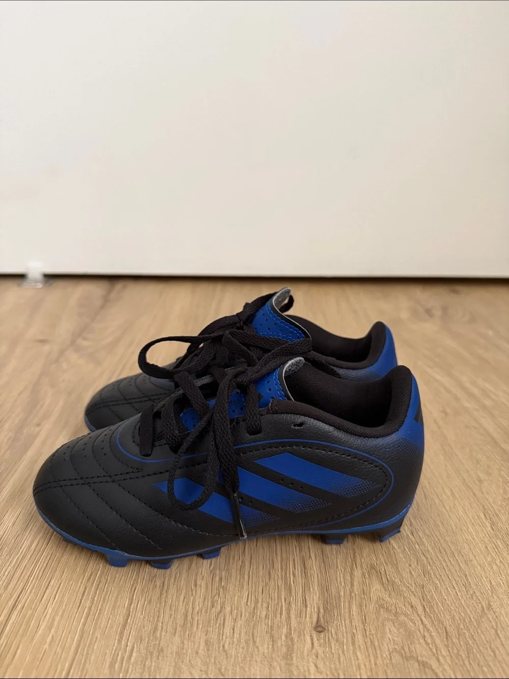 adidas Kids Black and Blue Lace-Up Soccer Cleats